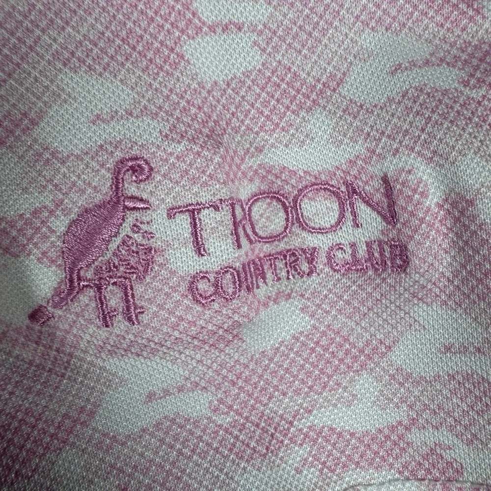 Stitch Polo Shirt Mens Large Pink Camo Performance Golf Stretch Troon GC Logo